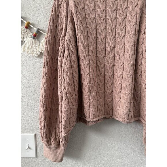 J. Crew Relaxed Fit Cable Knit Crewneck Balloon Sleeve Sweater Cottage Neutral3x - Picture 6 of 11